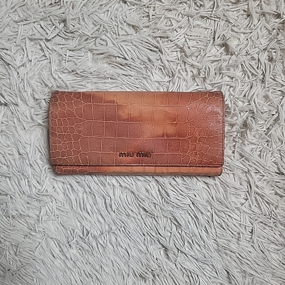 Miu Miu Wallet Long Wallet Leather Crocodile Womens - Used Flawed - Picture 2 of 13